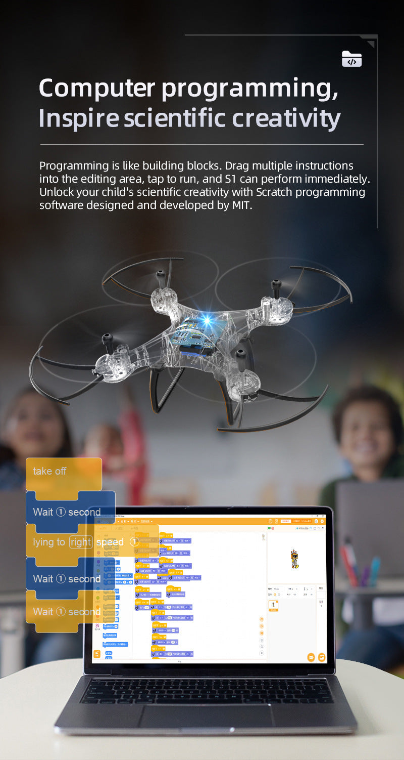 Educational Drone S1Teaching Course Computer Controlled Graphical Programming Quadcopter Remote Control Model Aircraft