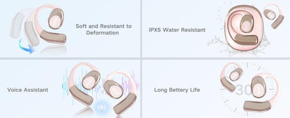 ZIHNIC S09 Wireless OWS Headphones，Bluetooth Open Ear earphones with Minc，Long Battery Life，Wireless Earbuds Headset Portable earbuds