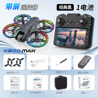 Cross-Border K200 Drone Brushless with Screen Aerial Photography Aircraft Optical Flow Positioning Color Light Full Protection Remote Control Plane