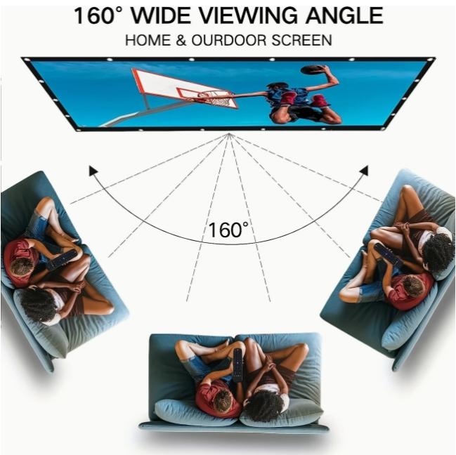 TUOGTCI 72” 16:9 Portable Projection Screen with Stand, Foldable Double Sided Polyester Fiber, Wrinkle Resistant, Washable, For Home Theater, Travel Projector - No Charging, Wireless Free, No Batteries Required