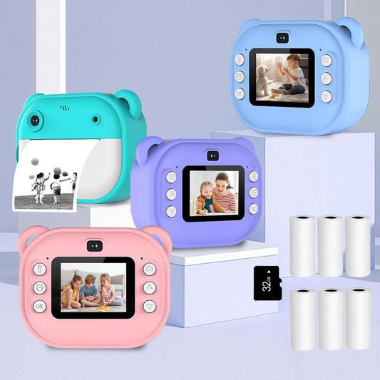 Instant Camera, Portable Camera, Digital Camera, Multifunctional 1080P HD Dual-Camera Kids Instant Print Camera, Includes Storage Card & Thermal Paper Roll, Birthday Gift
