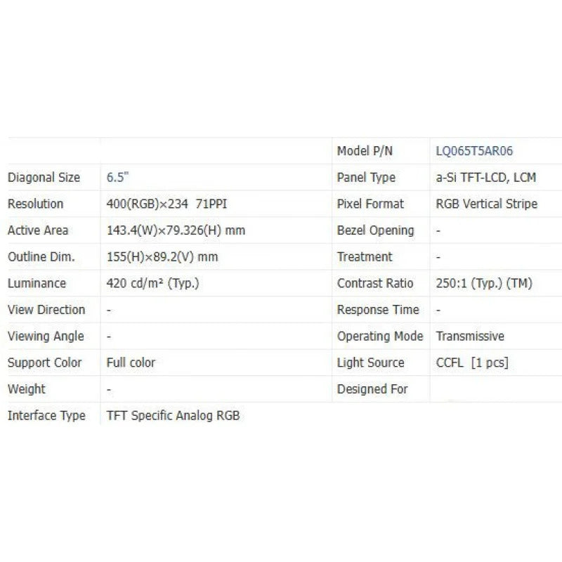 Lq065t5ar06 new original 6.5 inch LCD screen