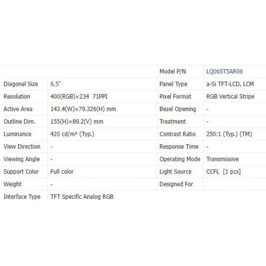 Lq065t5ar06 new original 6.5 inch LCD screen