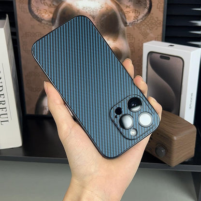 Compatible with iPhone 15 14 13 12 Pro Max Phone Case Carbon Fiber Texture Magnetic Matte Apple 14 Shockproof Electroplated Protective Cover