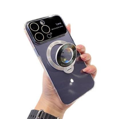 Suitable for iPhone 15 14 13 12 11 Pro Max Plus Transparent Magnifying Glass Phone Case Apple 14 Pro Max Window Magnetic Stand Protective Cover 13