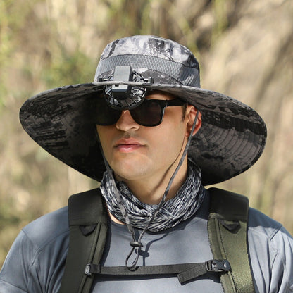 Foreign Trade Hot Item Solar Hat Rechargeable Dual Fan Men's Fishing Fisherman Hat Outdoor Sun Hat Sun Protection Hat