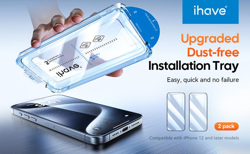 Screen Protector for iPhone 16/15/14/13/12 Series, Full Coverage Protective Tempered Glass, Easy Installation, Case-Friendly,Fingerprint Reduction,Shockproof Protection ACC  2 Pcs