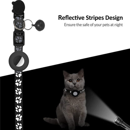Pet Cat Tracking Collar Only iOS Compatible Apple Find My Locator Footprint Reflective Collar