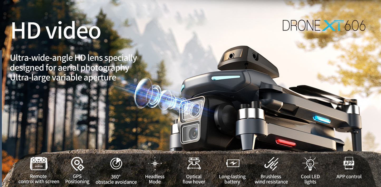Cross-Border XT606Drone remote control with screen brushless motor HD aerial photography GPS Intelligent Positioning Remote Control Drone