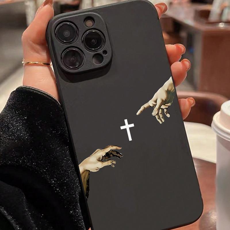 Creative Cross Pattern Phone Case, Anti-drop Shockproof Phone Protective Cover, Phone Accessories Compatible with iPhone 11 12 13 14 15 16 Pro Max