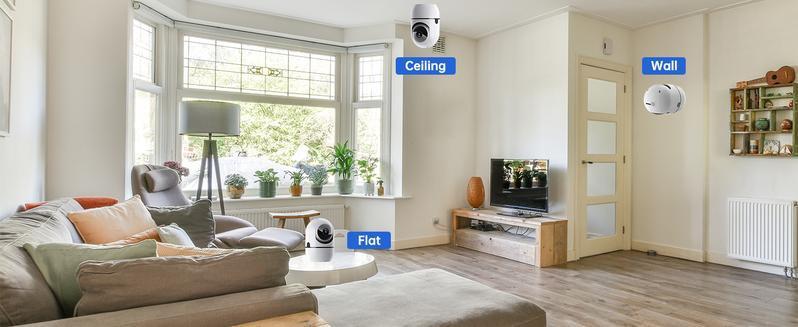 2MP Smart WiFi Pan-Tilt Security Camera with Human Detection, 2-Way Audio, IR Night Vision, IP64, Cloud/TF Storage, White