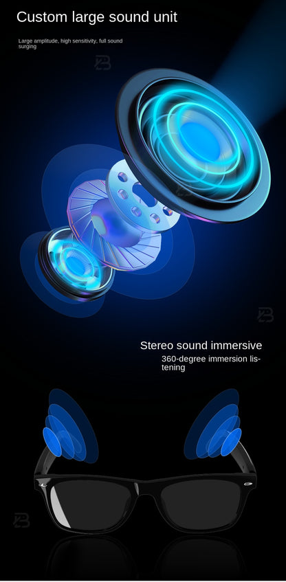 Black Technology Translation Smart Wireless Bluetooth Headset Myopia Glasses Anti-Blue Light Voice Call IOS Android Universal