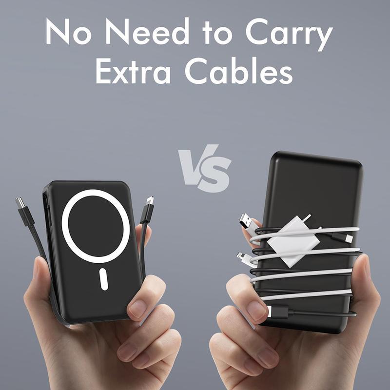 VIL Magsafe Battery Pack, 10000mAh Magnetic Power Bank 22.5W PD Fast Charging with USB-C Cable LED Display Wireless Portable Charger with Stand for iPhone 16/15/14/13/12/Pro