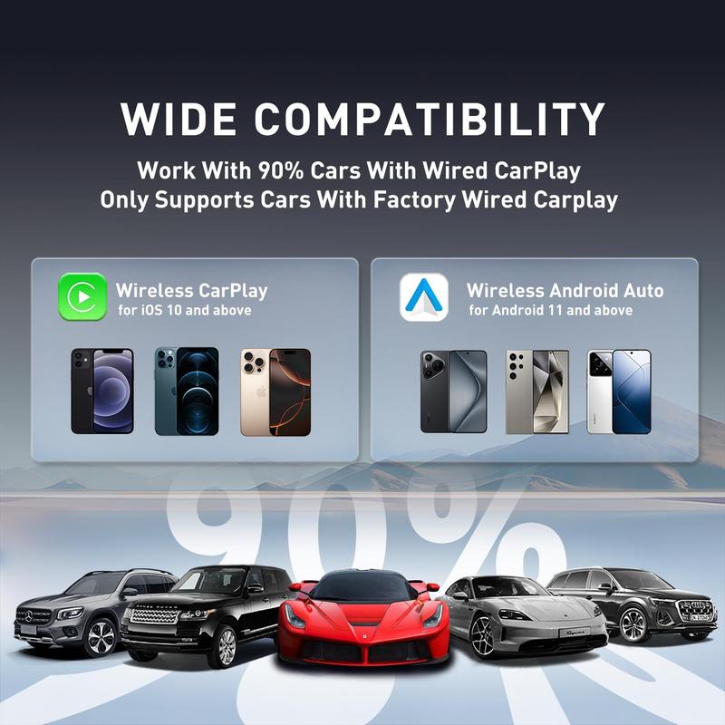 2026 latest model 2 in 1 Wireless  CarPlay Adapter, for Both Apple and Android, Converts Wired to Wireless,Fast Connection, No Latency