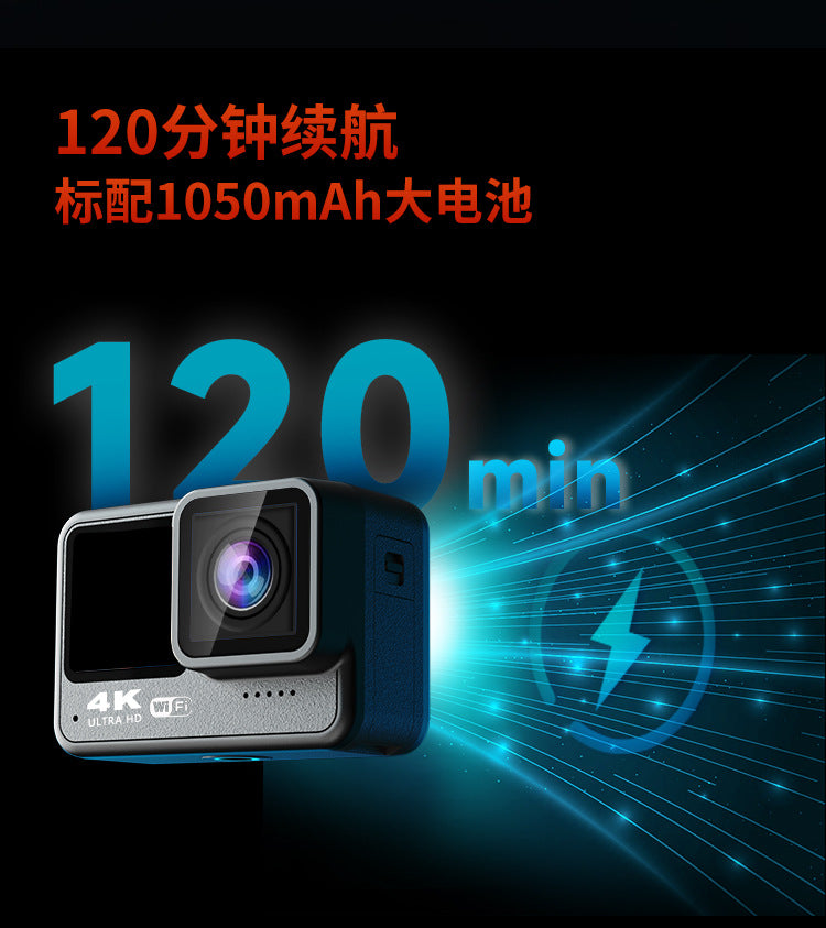 Cross-Border New Products4K HD Underwater Camera Touch Dual Color Screen Diving Camera Waterproof Anti-Shake Action Camera