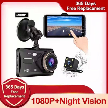 Hd4Inch2.5D Touch Control Front and Rear Dual Recording Car Camera DVR24Hourly Parking Monitoring1080P Driving Recorder