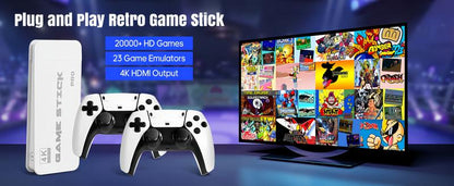 2025 Upgrade Retro Game Console Stick Pro,20000+ Games,Plug and Retro Play Video Games for TV,4k Hdmi Output Game Stick,Retro Game Stick(Whtie64GB) super  nes