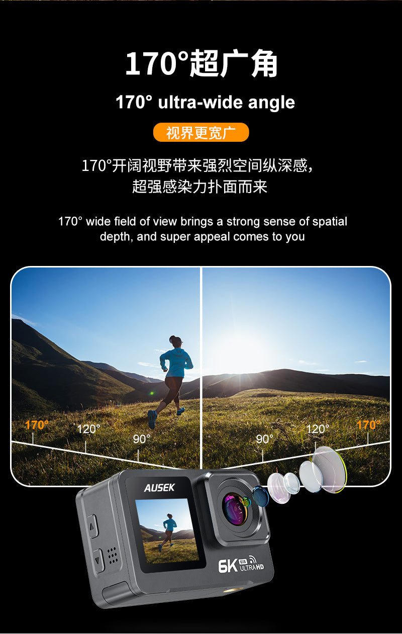 6k Sport Action Cam Camera Cross-Border6k Sports Camera Anti-Shake Waterproof6k Cycling Computer