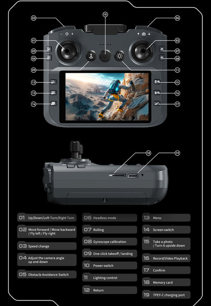 Cross-Border Z105Drone remote control with screen HD aerial photography brushless motor obstacle avoidance quadcopter toy airplane