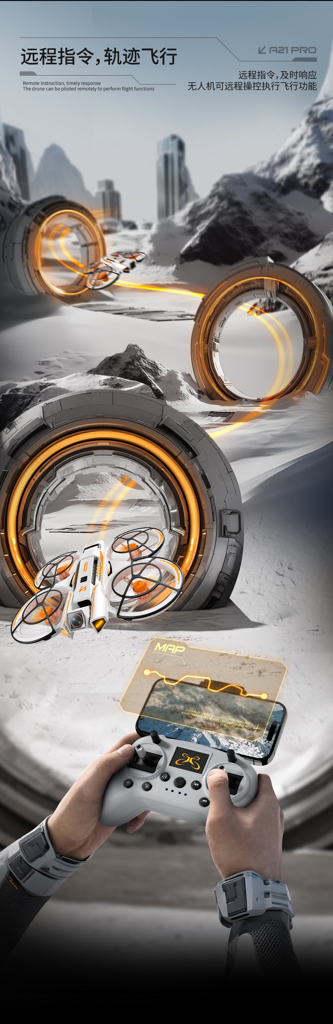 Cross-Border A21Drone Brushless Motor Mecha Style Aircraft Optical Flow Positioning Aerial Photography Full Protection Remote Control Airplane