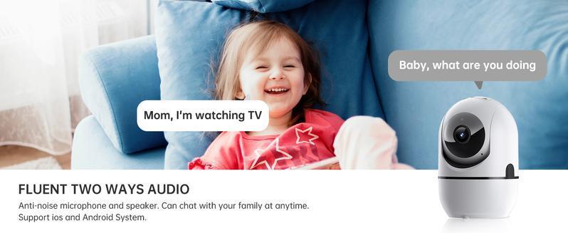 2MP Smart WiFi Pan-Tilt Security Camera with Human Detection, 2-Way Audio, IR Night Vision, IP64, Cloud/TF Storage, White