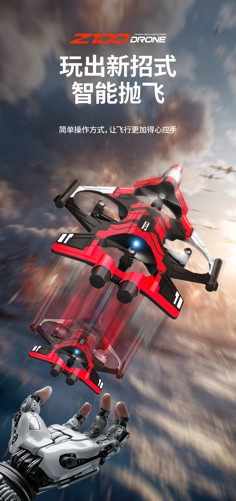 Cross-Border Z100Fighter Four-Channel Suspension Four-Axis Drone Altitude Hold Roll Stunt Gyro Light Aircraft Low Price