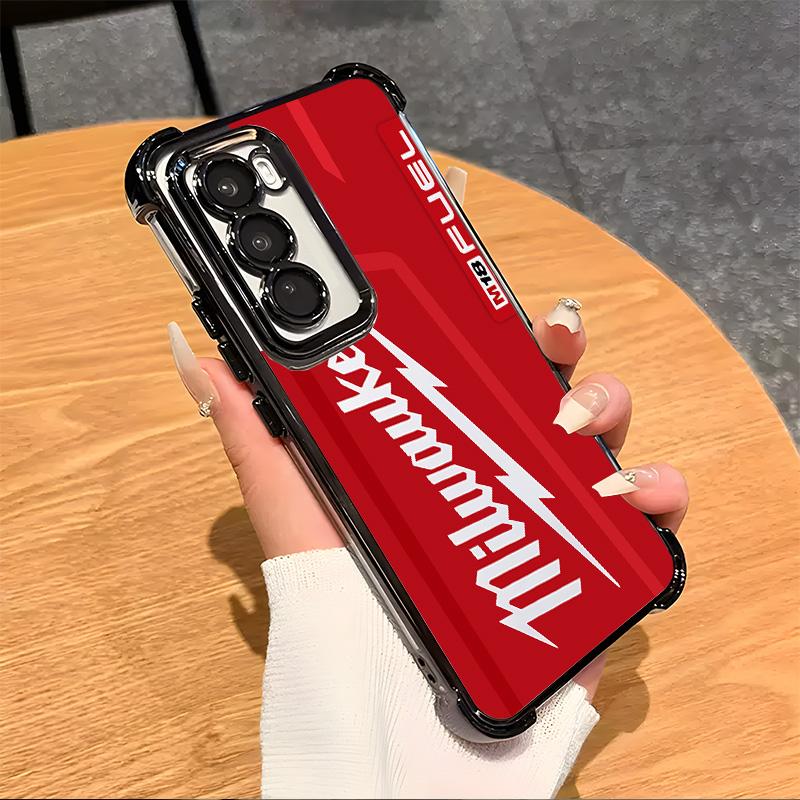 Designed for SAMUNG Galaxy S24/S23/S22 S24+ Smartphone Ultra FE Plus Phone Electroplating luxury transparent four corner anti drop and shockproof phone case Red Pattern Milwaukee Phone Case C010 Screen Protector Protection Screen Protector Protection