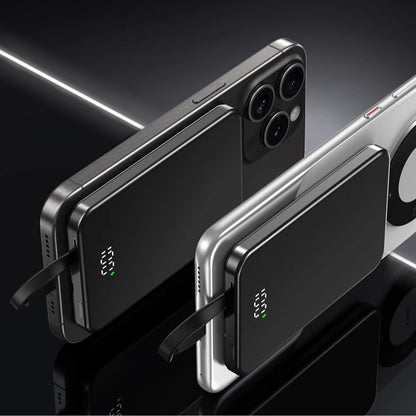 Built-in Cable Magnetic Aluminum Alloy Power Bank10000Ma Portable and Thin Mini Power Bank Gift Cross-Border