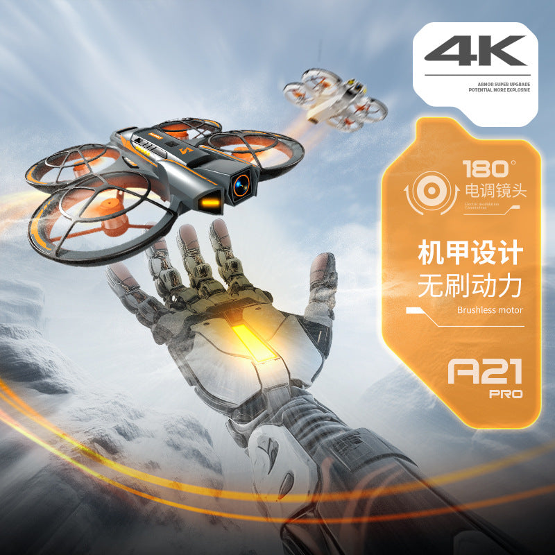 Cross-Border A21Drone Brushless Motor Mecha Style Aircraft Optical Flow Positioning Aerial Photography Full Protection Remote Control Airplane