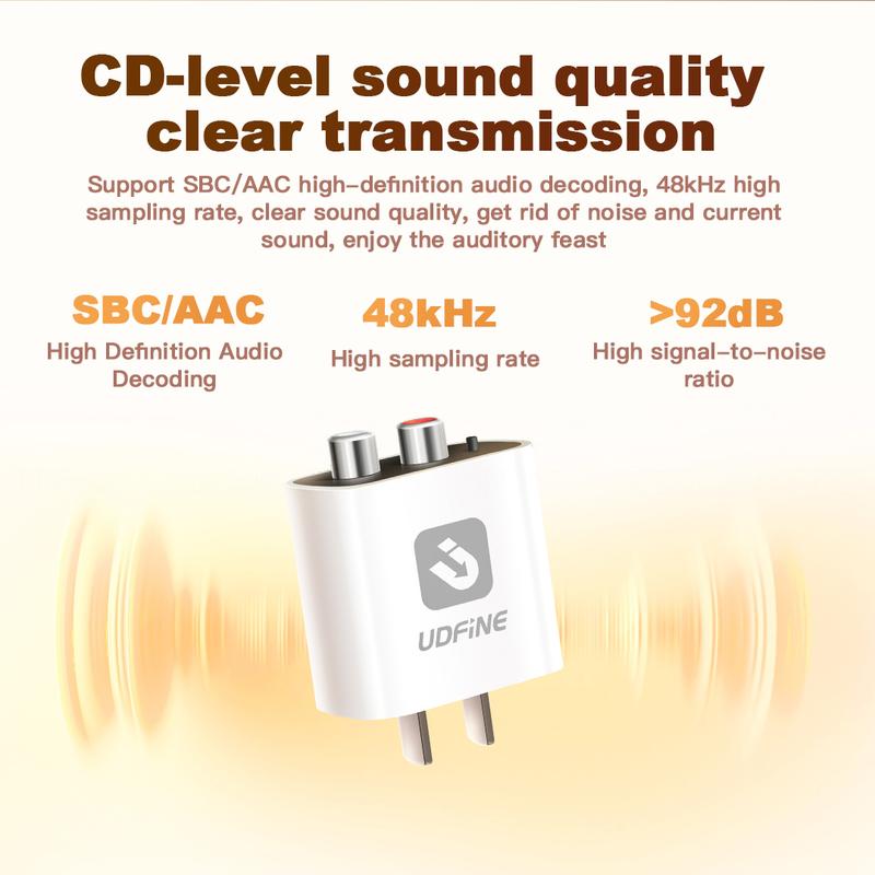 UDFINE Smart Bluetooth 5.4 Receiver to AUX/RCA Converter for Old Speakers | High-Quality Stereo Sound | Plug & Play | No Setup Hassles | Upgrade Your Audio Experience Audio Smartphone connection apx home amplifier mixer Wireless Set