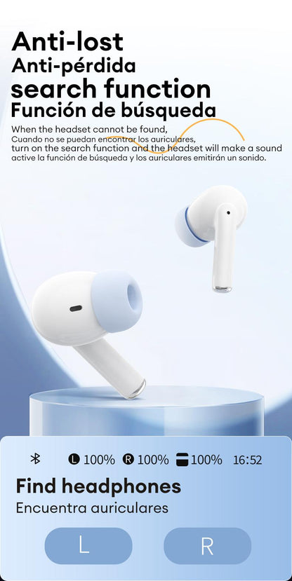 HYUNDAI Friend Pro Noise Reduction Headphones with Full Color Touch Charging Case, Robust Bass Stereo Audio Headset, IPX5 Waterproof & Anti-lost Search Function Earbuds