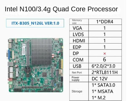 i3-N305 N100 Mini-ITX Motherboard Core Intel CPU IPC SBC Embedded Fanless Ultra-thin Mainboard with COM LPT DC-12V DDR4 EDP