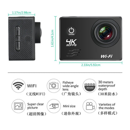 Cross-Border4K Sports Camera wifi High Definition Outdoor Shooting Action camera Customizable from the source factory