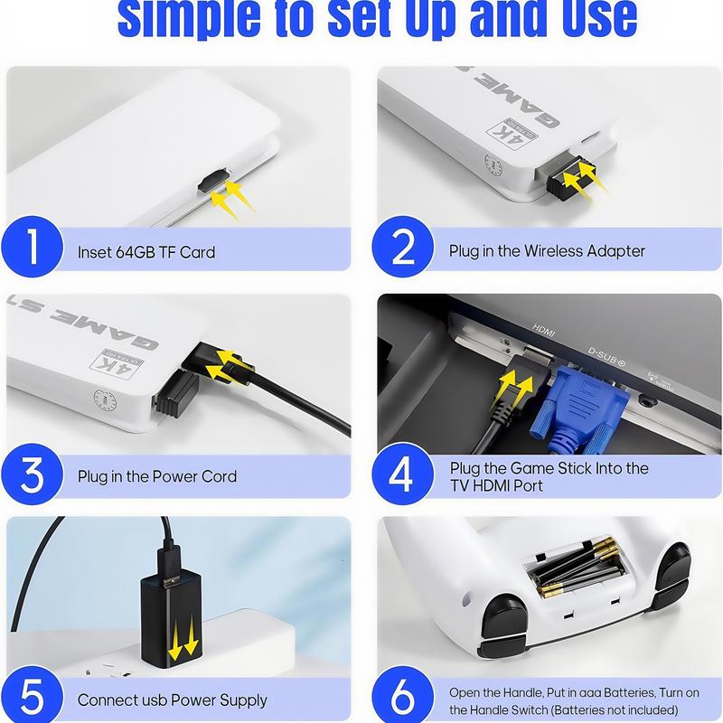 2025 Upgrade Retro Game Console Stick Pro,20000+ Games,Plug and Retro Play Video Games for TV,4k Hdmi Output Game Stick,Retro Game Stick(Whtie64GB) super  nes