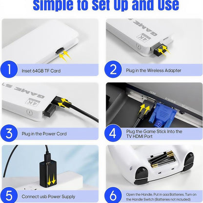 2025 Upgrade Retro Game Console Stick Pro,20000+ Games,Plug and Retro Play Video Games for TV,4k Hdmi Output Game Stick,Retro Game Stick(Whtie64GB) super  nes