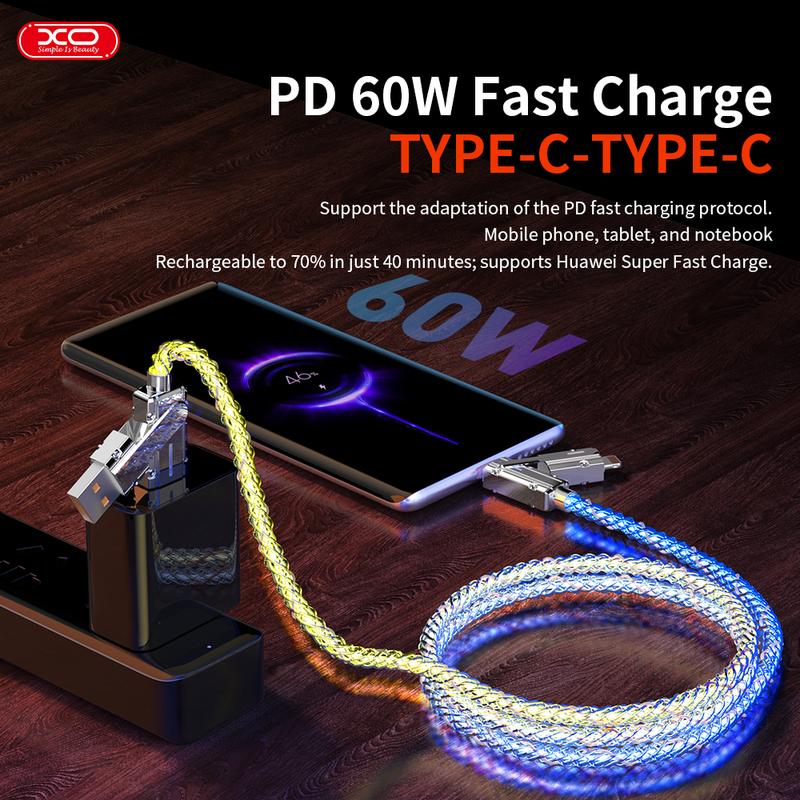 【Mother's Day Gift】Four-in-One 100W Colorful lights Data Cable,Supports fast charging and data transmission,Free switching four interfaces, Luminous Durable