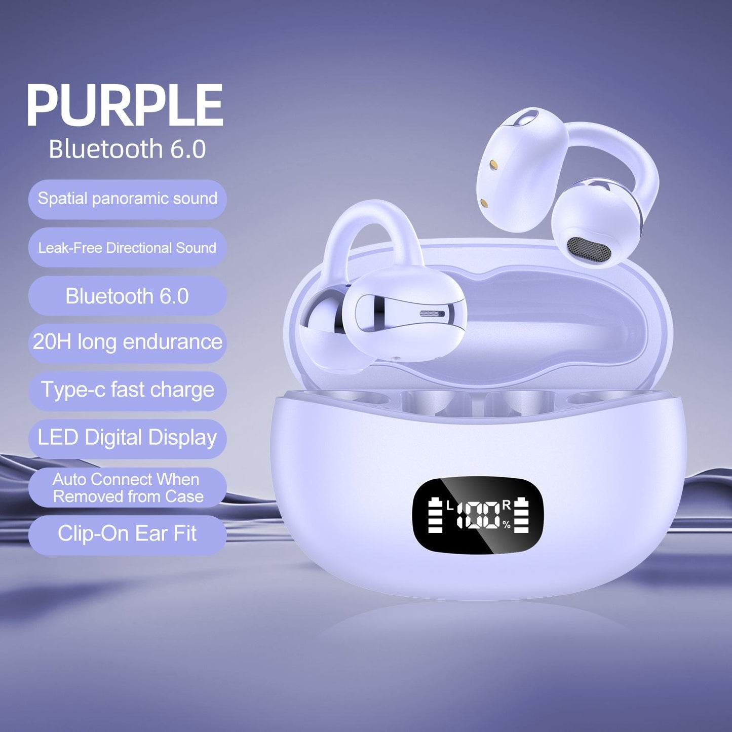 Earring Style OWS Smart Translation Bluetooth Earphones Open Ear Heavy Bass AI Call Wireless Cross-Border Custom Private Model