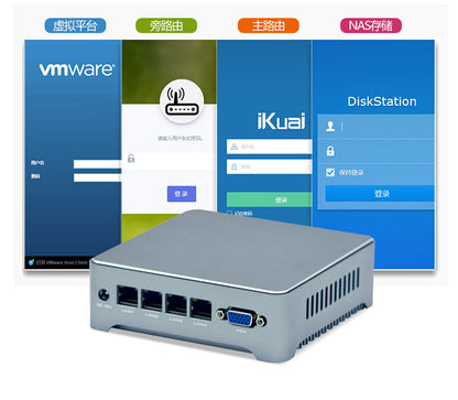 Industrial Control Four-Network Port J412 5,000 M Soft Industrial Control Machine Aikuai Mini Computer Small Host J1900