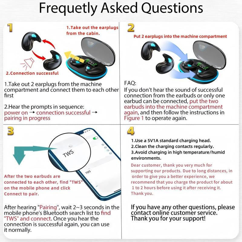 Wireless Headphones, Invisible Bluetooth-compatible Sleeping Earbuds, Noise Cancelling Headphone for Running, Exercising, Gaming Sports, Electronic Headset Audio, Back to School Gifts, Gifts for Friends, Valentine's Day Gift, Gaming Headset, Men Gifts