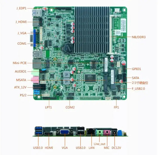 J3160 Motherboard Mini-ITX SBC IPC Mainboard industrial Fanless Board Mini ITX with ATOM DC-12V COM LAN VGA EDP