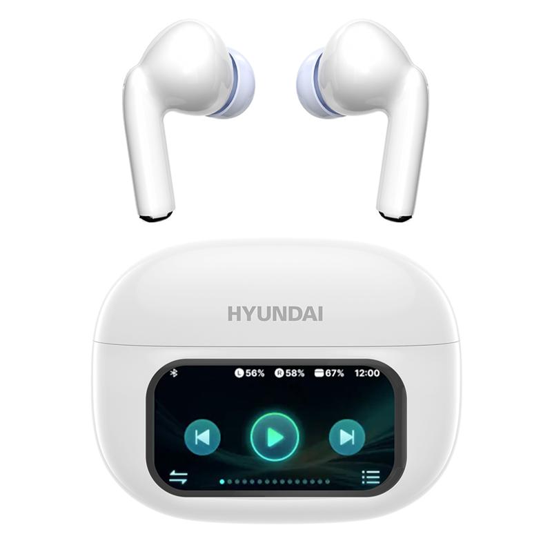 HYUNDAI Friend Pro Noise Reduction Headphones with Full Color Touch Charging Case, Robust Bass Stereo Audio Headset, IPX5 Waterproof & Anti-lost Search Function Earbuds