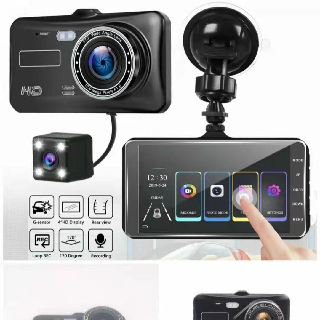 Factory wholesale high-definition front and rear dual recording touch screen DVR Large Angle24Hours1080P Driving Recorder