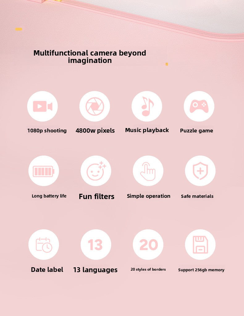 Polaroid Cross-Border HD Photo and Video Children's Camera with Silicone Case Student Children's Print Camera Photo Paper