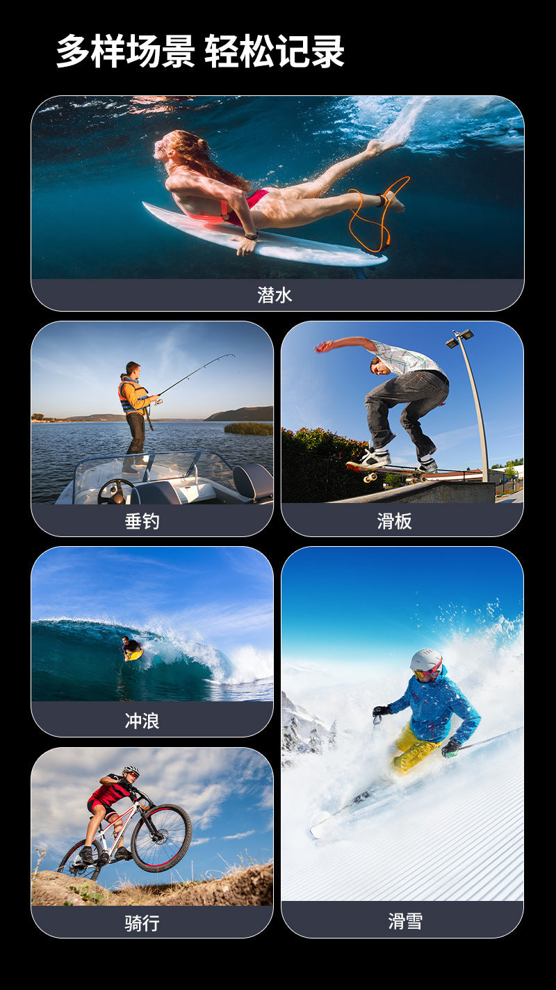 Cross-border new arrival4k Waterproof action camera with anti-shake dual screen HD wifi Outdoor shooting cycling diving camera