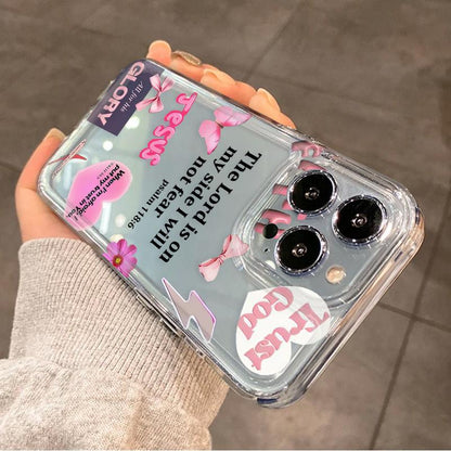 Faith Over Fear Psalm Christian Aesthetic TPU Pattern Phone Case for iPhone 15 16 14 Pro Max 13 12 11 XR XS Plus Non-Yellowing Clear Crystal Drop-proof Protection Slim Silicone Cover Cellphone Protective