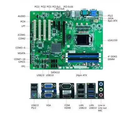 H87 Motherboard ATX SBC 4th Core i3/i5/i7 LGA1150 Desktop CPU IPC Industrial Mainboard with 10*COM 2*LAN DDR3 LPT 2*VGA PS/2