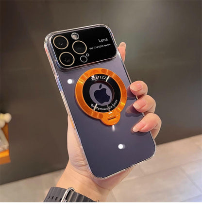 Suitable for iPhone 15 14 13 12 11 Pro Max Plus Transparent Magnifying Glass Phone Case Apple 14 Pro Max Window Magnetic Stand Protective Cover 13