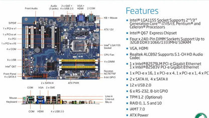 EAX-Q67 100% OK Original IPC Mainboard ATX Industrial Motherboard 4*PCI 2*LAN 6*COM LGA1155 CPU with CPU