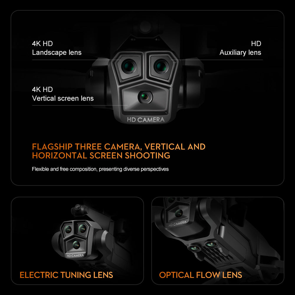 Cross-Border K10MAX High-definition Three-camera Aerial Photography Drone Obstacle Avoidance Remote Control Aircraft Optical Flow Quadcopter drone