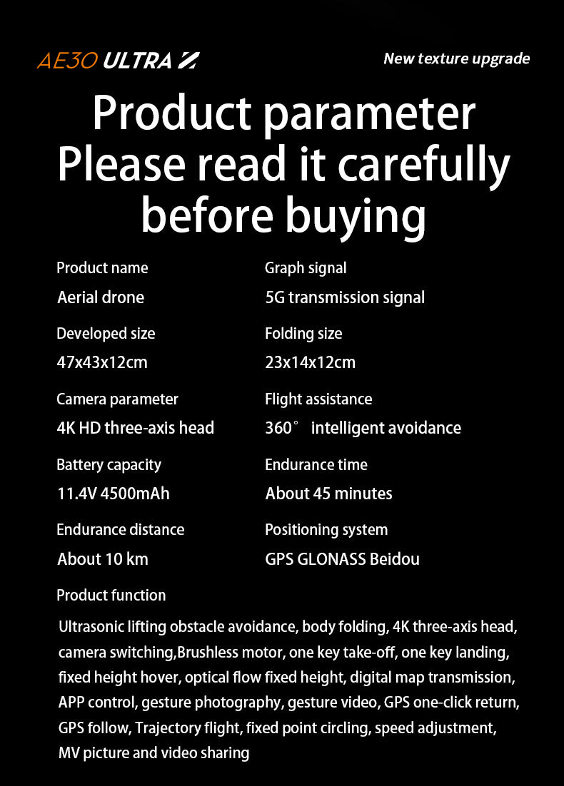 Cross-Border AE30Screen-controlled Three-axis Gimbal Drone HD Aerial Photography Digital Image Transmission GPS Positioning Flight Device Drone